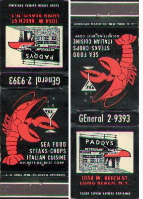 Matchbook from Paddy's